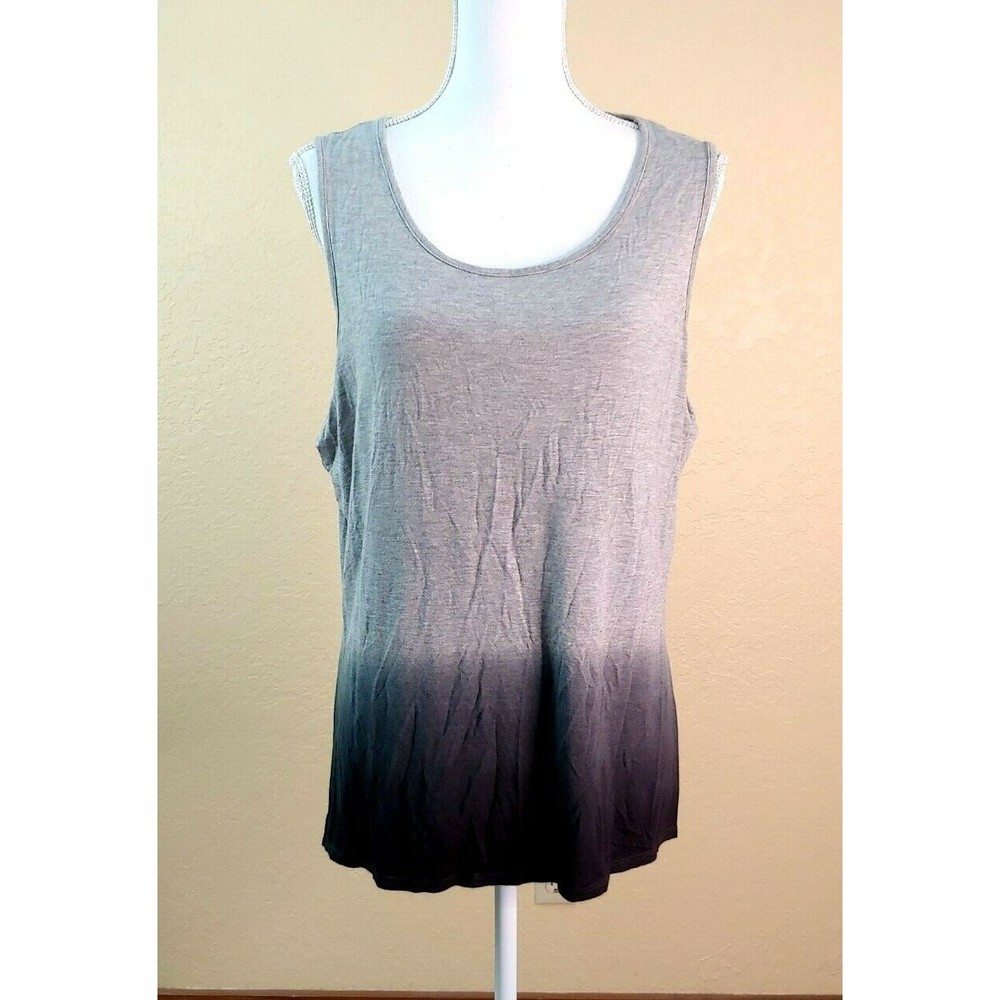 Sunday Womens Tank Top Sz 1X Gray Ombre Rayon Stretch Blended Colors Layering